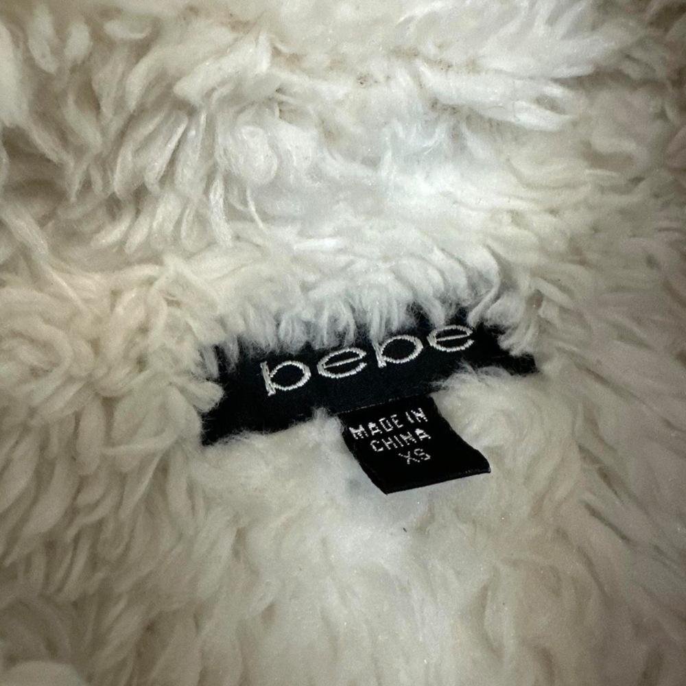 Bebe Cream Faux Suede Jacket with Faux Fur Trim - Picture 3 of 3